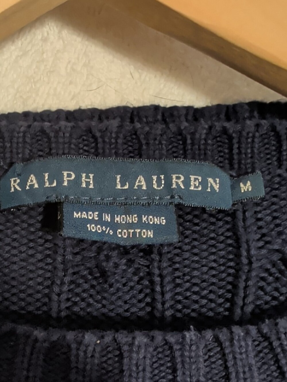 Ralph Lauren Navy Cable Knit Crewneck Sweater Cotton Preppy - Picture 6 of 7